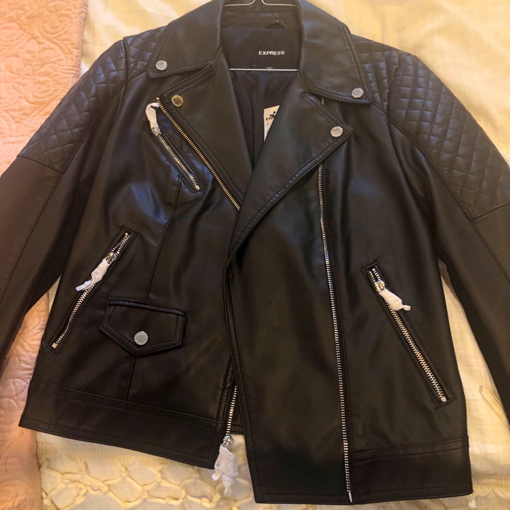 Express faux leather moto jacket